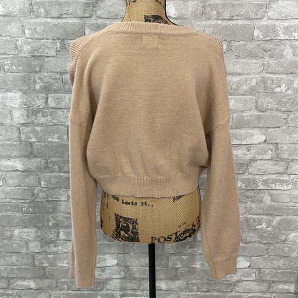 Dreamers by Debut Tan Ruffled Cropped Sweater - Picture 3 of 6